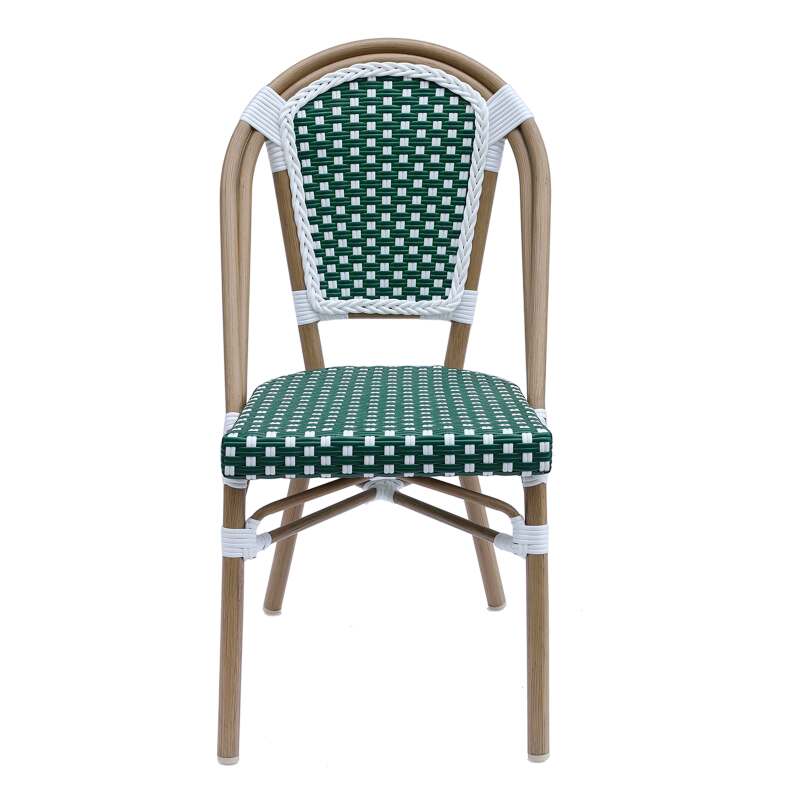 Pariser Bistrostuhl aus Aluminium und synthetischem Rattan