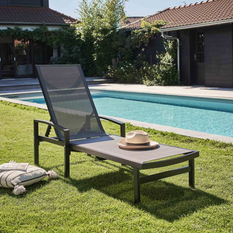 Set aus 2 Sonnenliegen mit Armlehnen, 5-fach verstellbar 