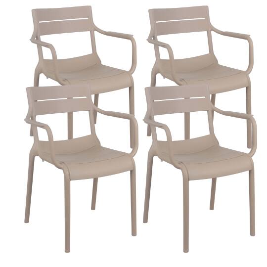 Gartenstühle aus Kunststoff mit Armlehnen - 4er-Set | Oviala