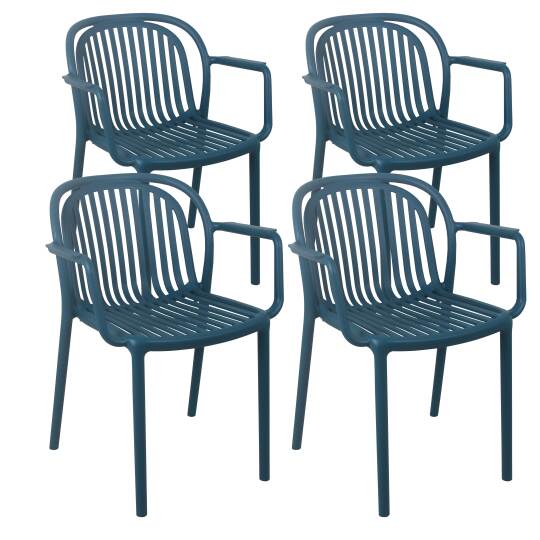 Gartenstühle aus durchbrochener Kunststoff mit Armlehnen - 4er-Set | Oviala
