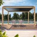 Selbsttragende bioklimatische Pergola 3 x 4 m aus Aluminium mit Holzdekor
