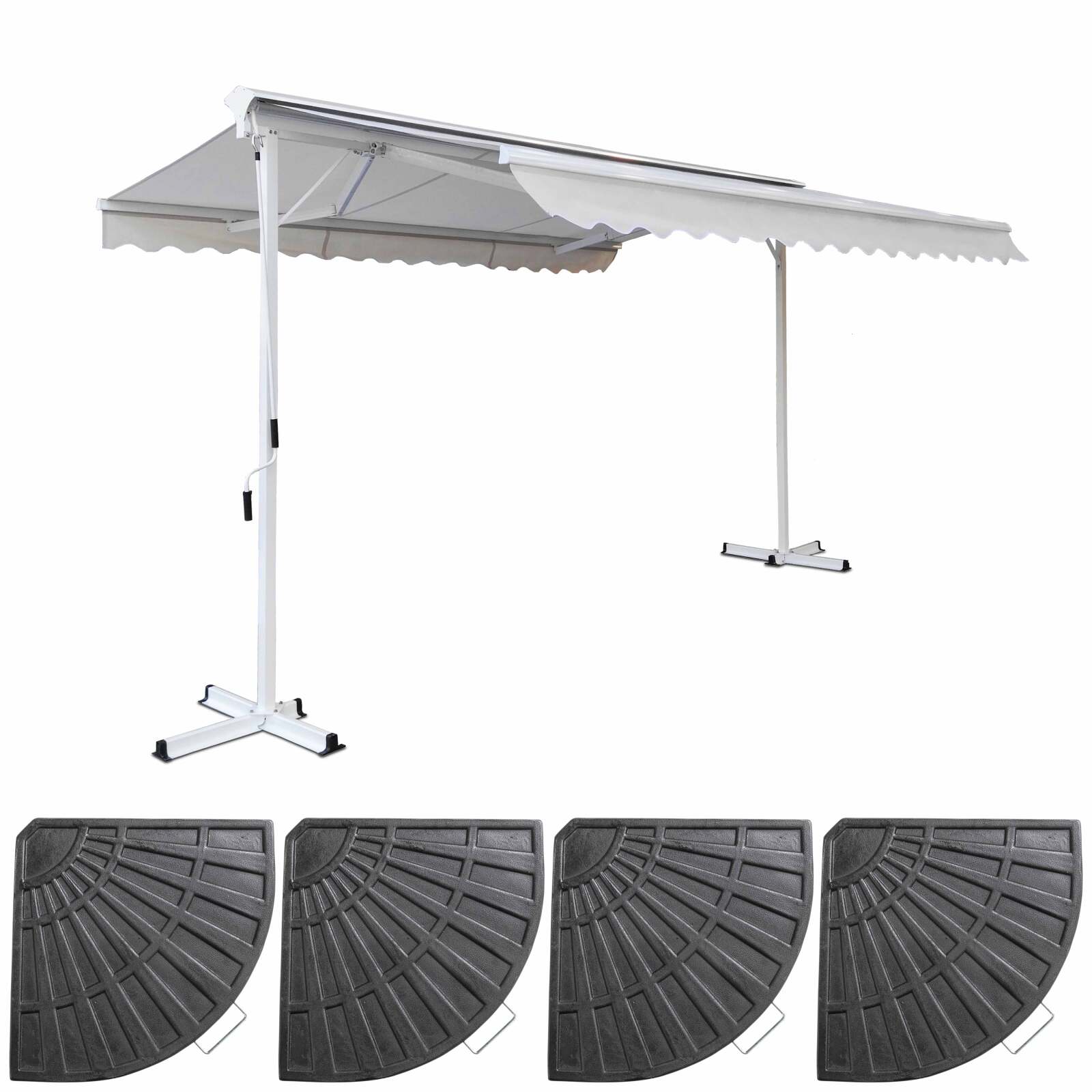 Doppelmarkise Neigung (3 x 4m) + 4 Gewichtsplatten 