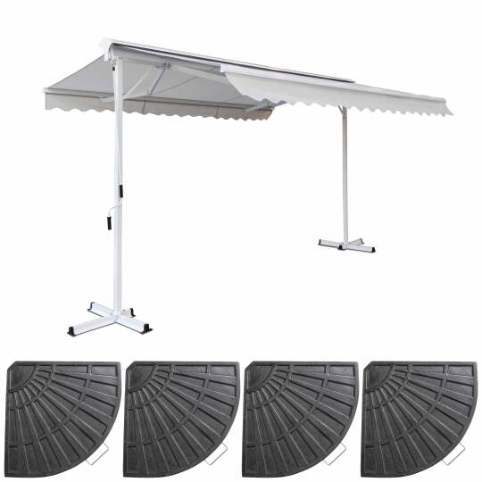 Doppelmarkise Neigung (3 x 4m) + 4 Gewichtsplatten