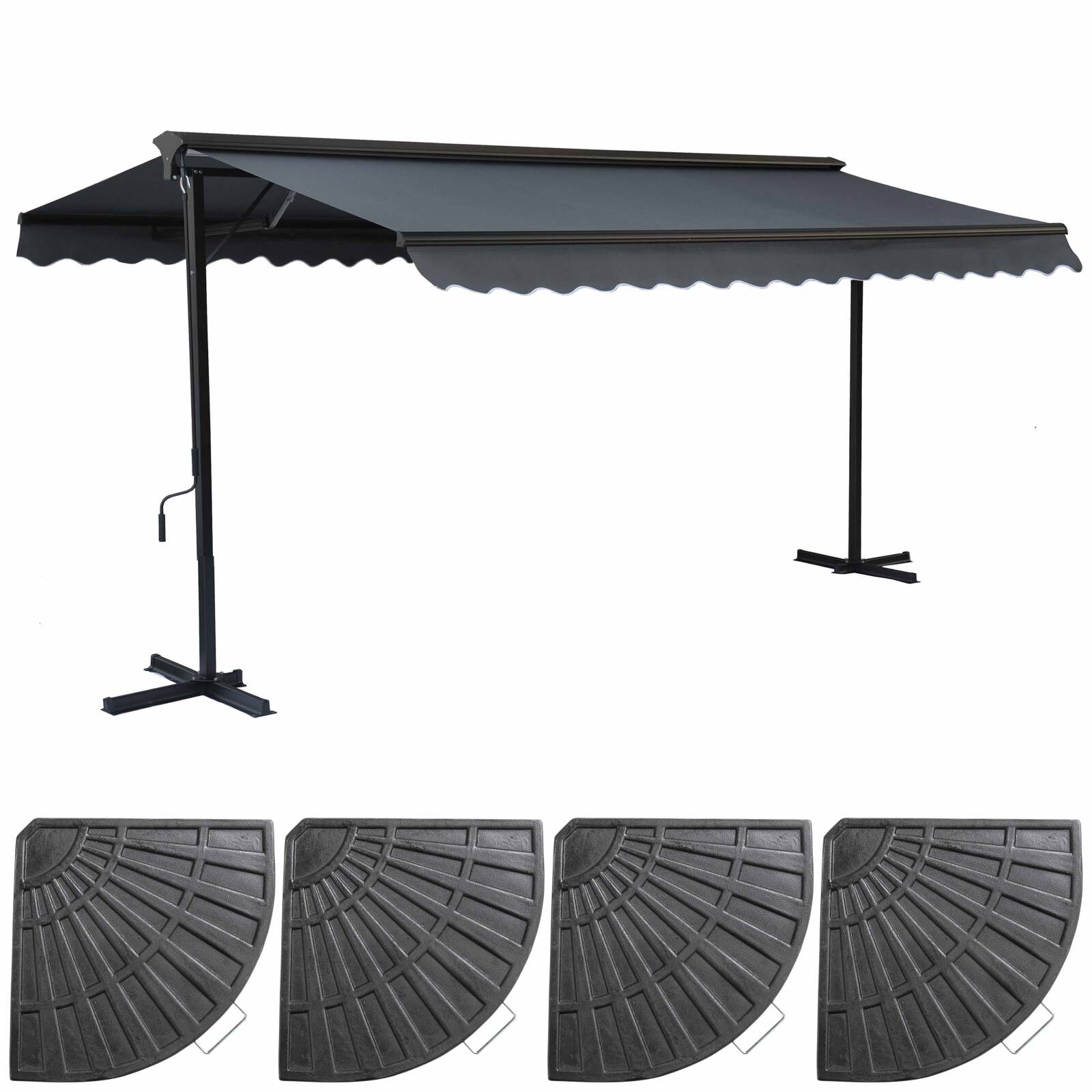 Doppelmarkise Neigung (3 x 4m) + 4 Gewichtsplatten 