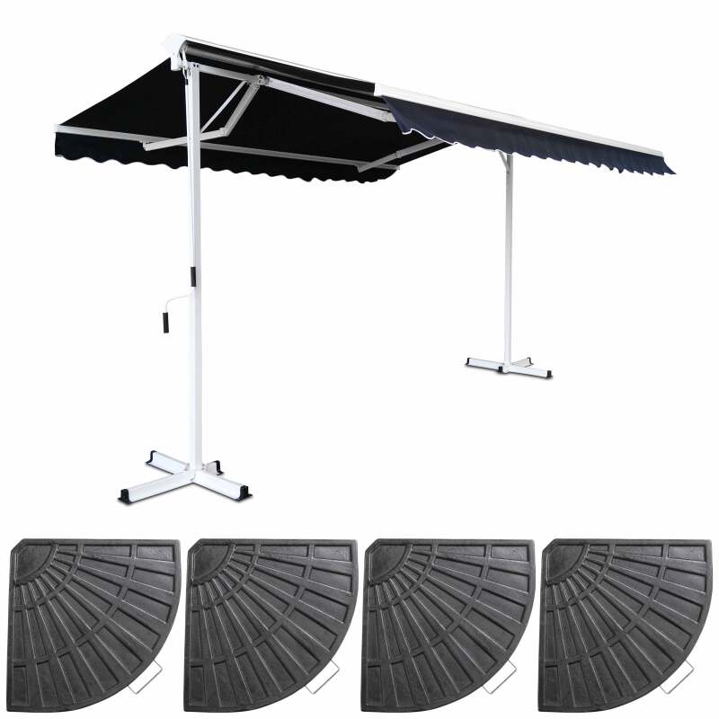 Doppelmarkise Neigung (3 x 4m) + 4 Gewichtsplatten 