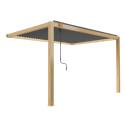 Angebaute bioklimatische Pergola 3 x 4 m aus Aluminium mit Holzdekor mit 1 Markise