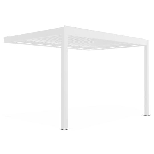Motorisierte bioklimatische Pergola aus weißem Aluminium 3x4m mit LED-Beleuchtung | Oviala