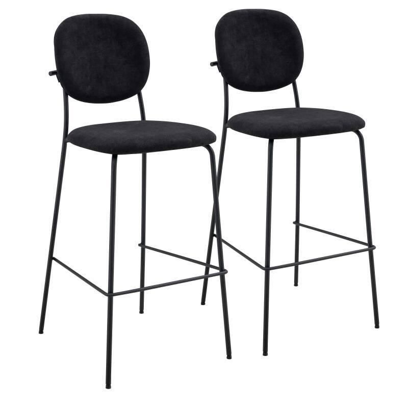 Set mit 2 Hochstühlen aus Stahl und Stoff