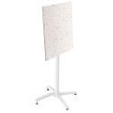 Hochtisch 60x60 cm, laminiert, mit weißem Untergestell und Metallstühlen