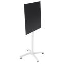 Hochtisch 60x60 cm, laminiert, mit weißem Untergestell und Metallstühlen