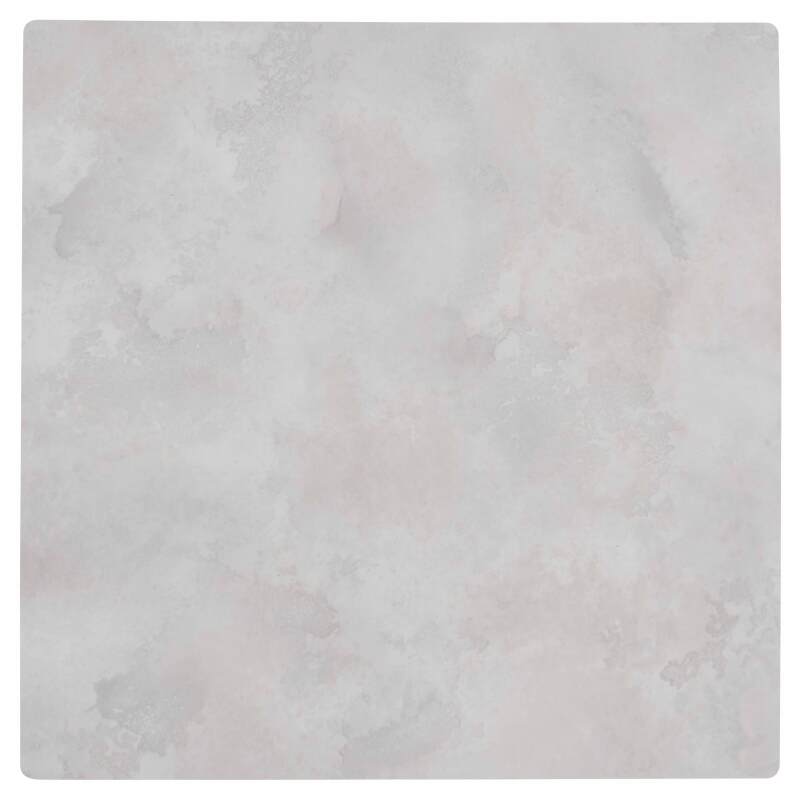 Hochtisch 60x60 cm, laminiert, mit weißem Untergestell und Metallstühlen