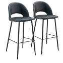 Set mit 2 Hochstühlen aus Metall und beschichtetem Textil