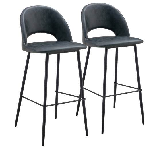 Set mit 2 Hochstühlen aus Metall und beschichtetem Textil