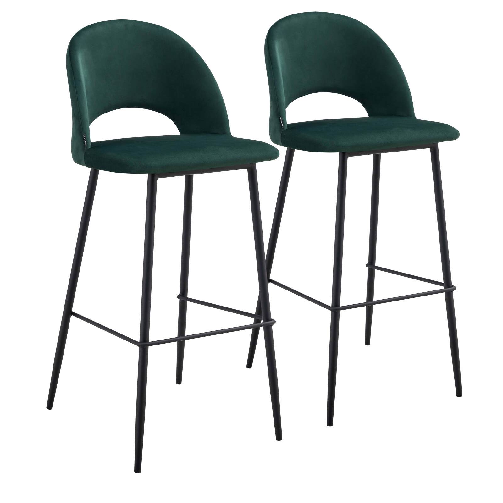 Set mit 2 Hochstühlen aus Metall und Samt