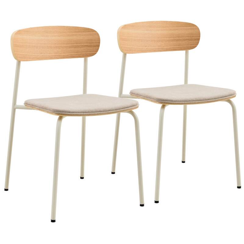 Set mit 2 Stühlen aus Metall, Holz und Stoff
