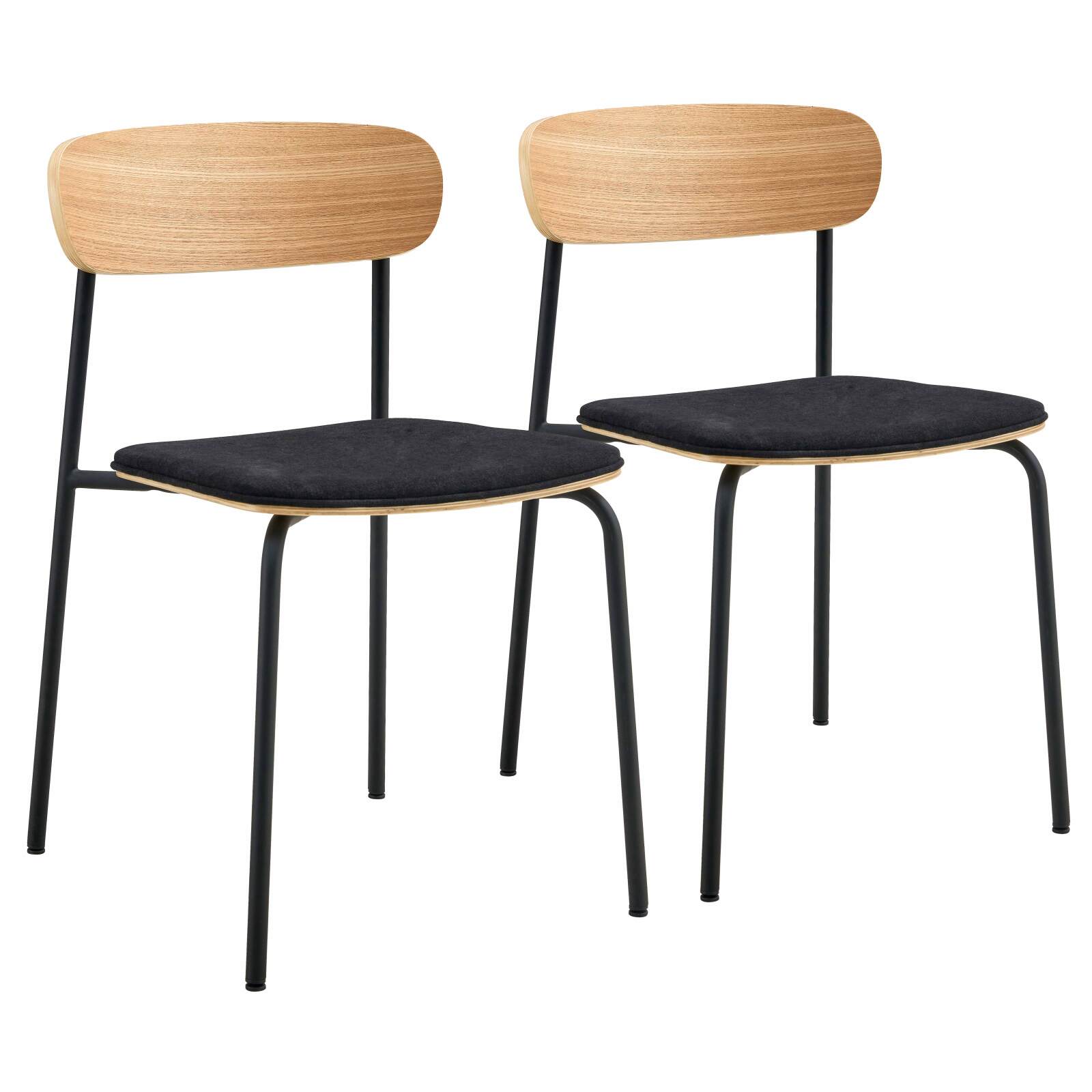 Set mit 2 Stühlen aus Metall, Holz und Stoff