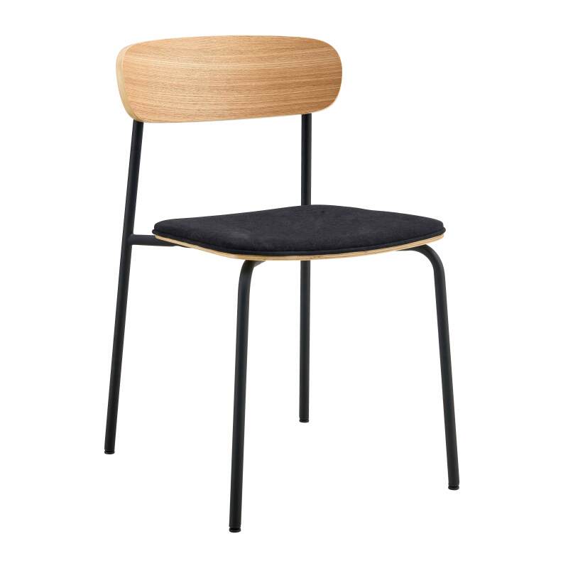 Set mit 2 Stühlen aus Metall, Holz und Stoff (2/6)