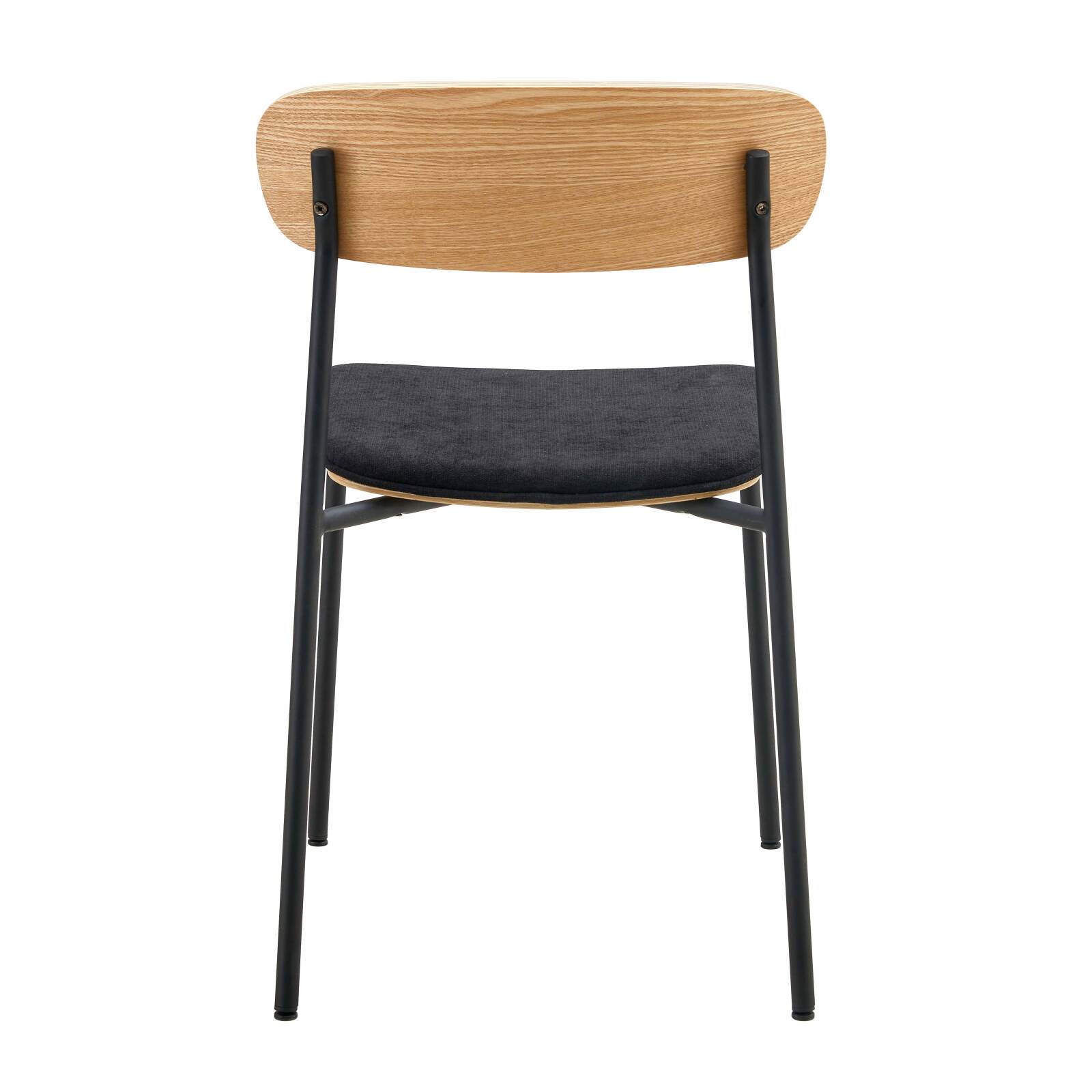 Set mit 2 Stühlen aus Metall, Holz und Stoff Set mit 2 Stühlen aus Metall, Holz und Stoff