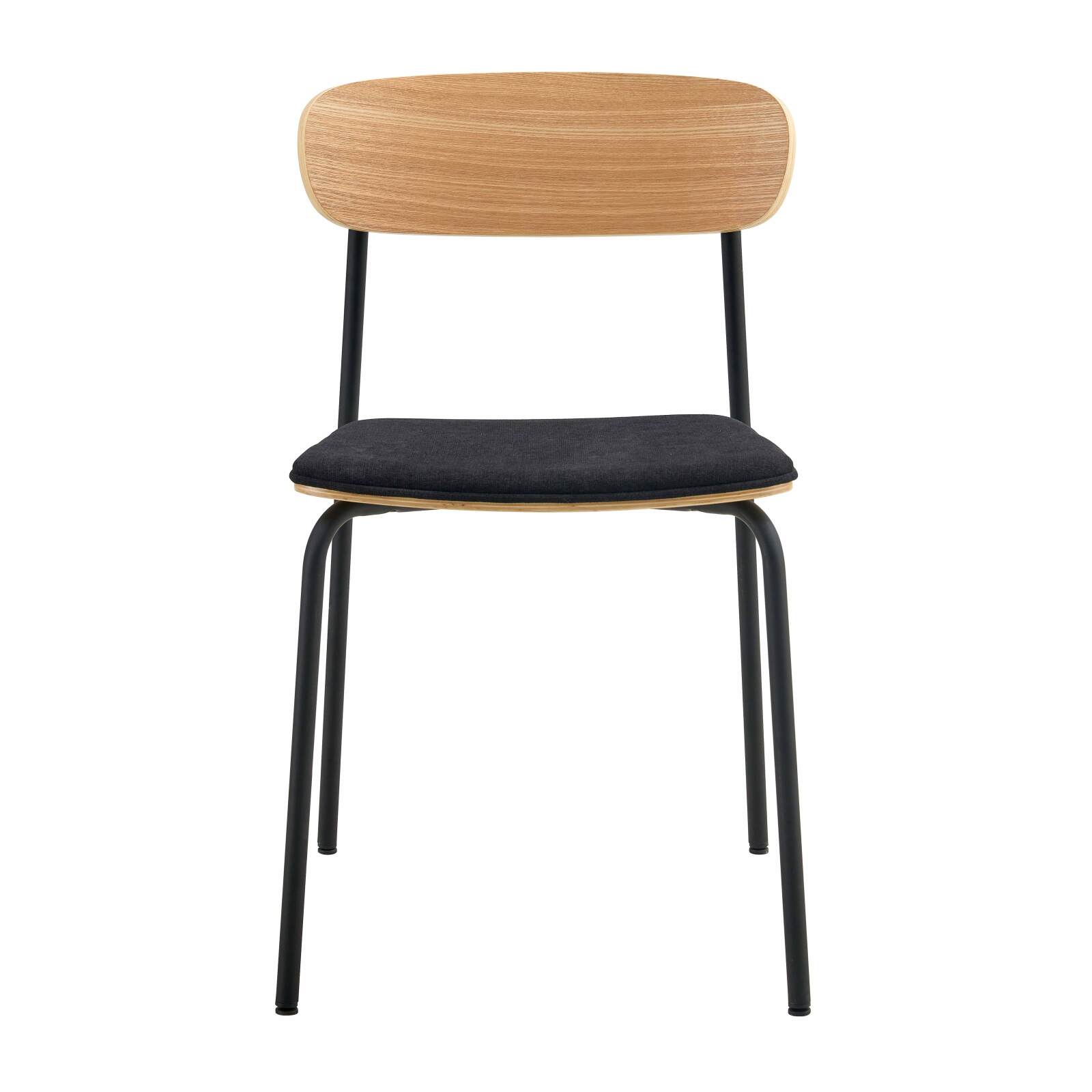 Set mit 2 Stühlen aus Metall, Holz und Stoff Set mit 2 Stühlen aus Metall, Holz und Stoff