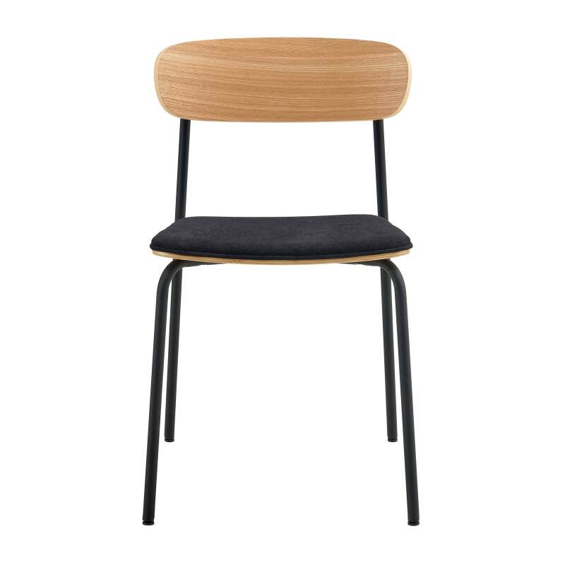 Set mit 2 Stühlen aus Metall, Holz und Stoff (5/6)