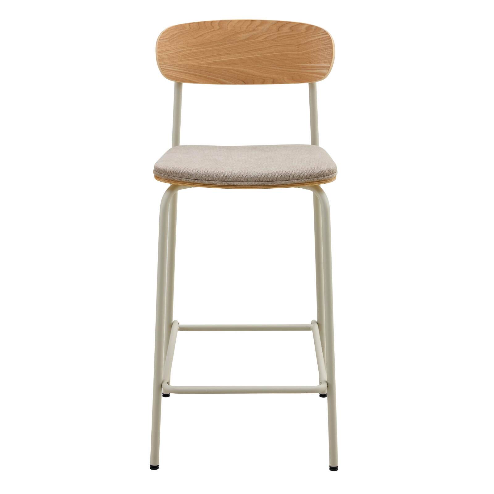 Set mit 2 Hochstühlen aus Metall, Holz und Stoff Set mit 2 Hochstühlen aus Metall, Holz und Stoff