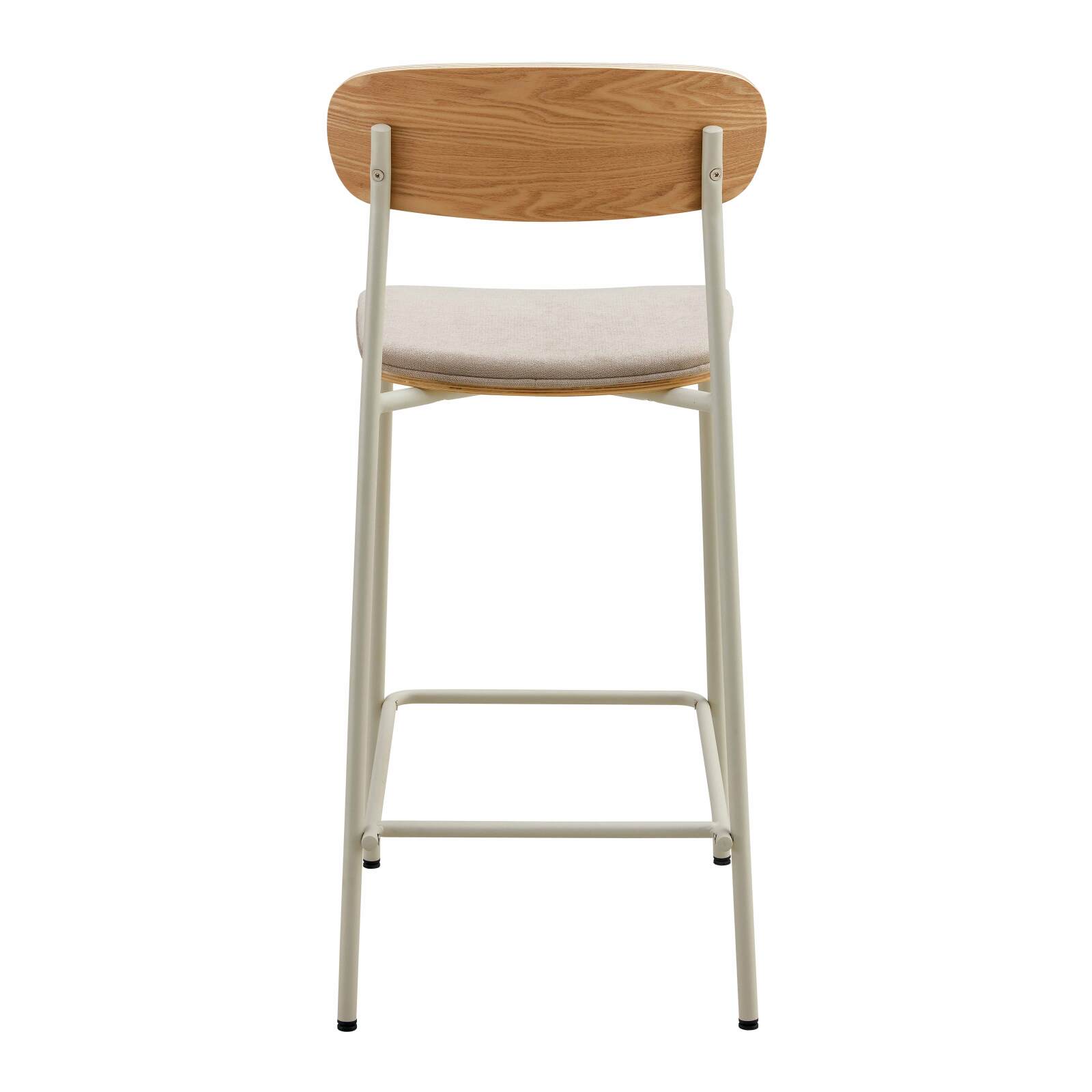 Set mit 2 Hochstühlen aus Metall, Holz und Stoff