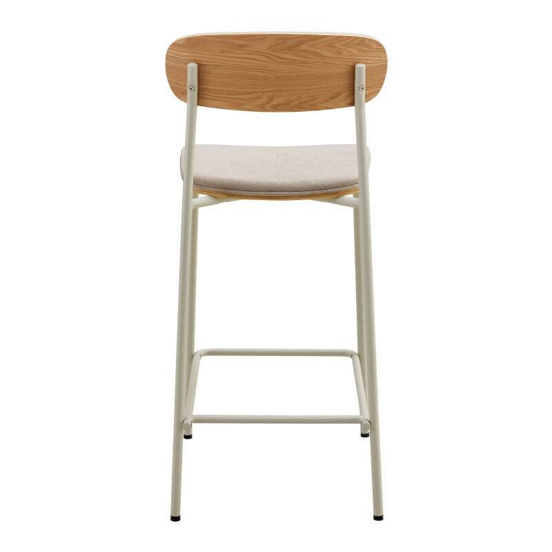 Set mit 2 Hochstühlen aus Metall, Holz und Stoff