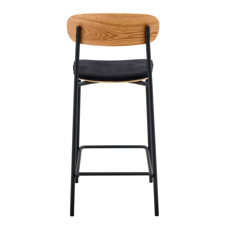 Set mit 2 Hochstühlen aus Metall, Holz und Stoff (3/6)