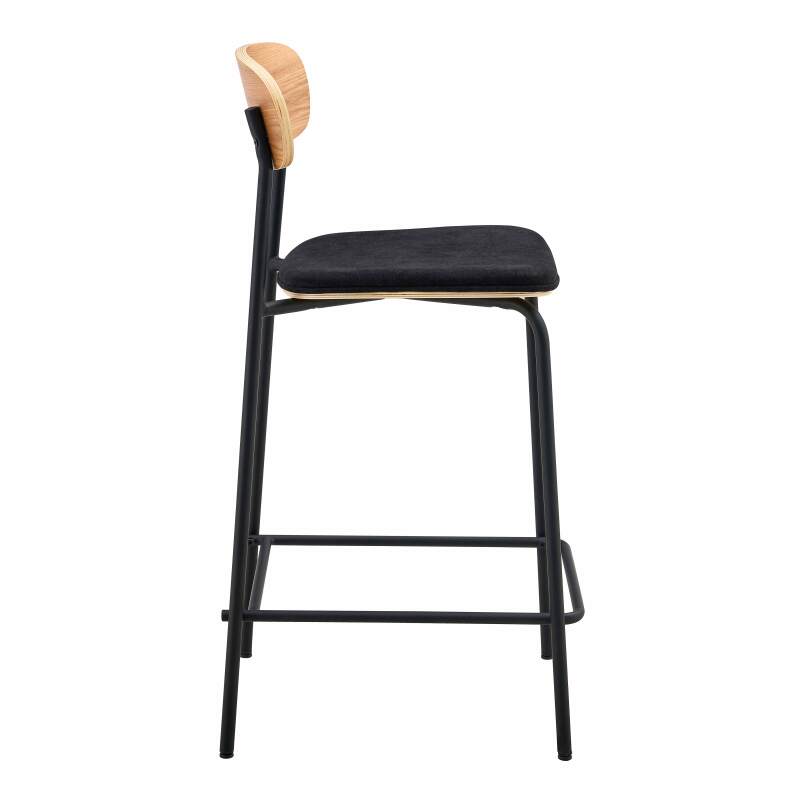 Set mit 2 Hochstühlen aus Metall, Holz und Stoff (4/6)