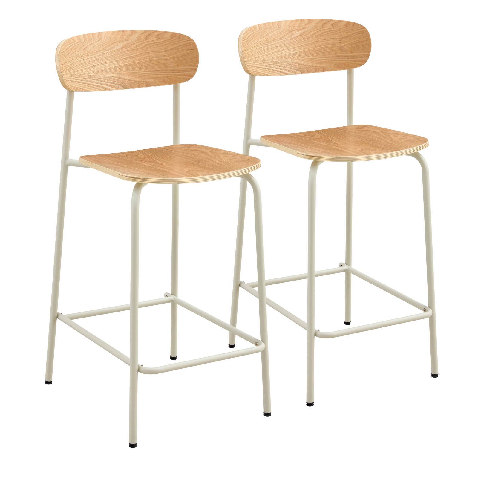 Set mit 2 Hochstühlen aus Metall und Holz