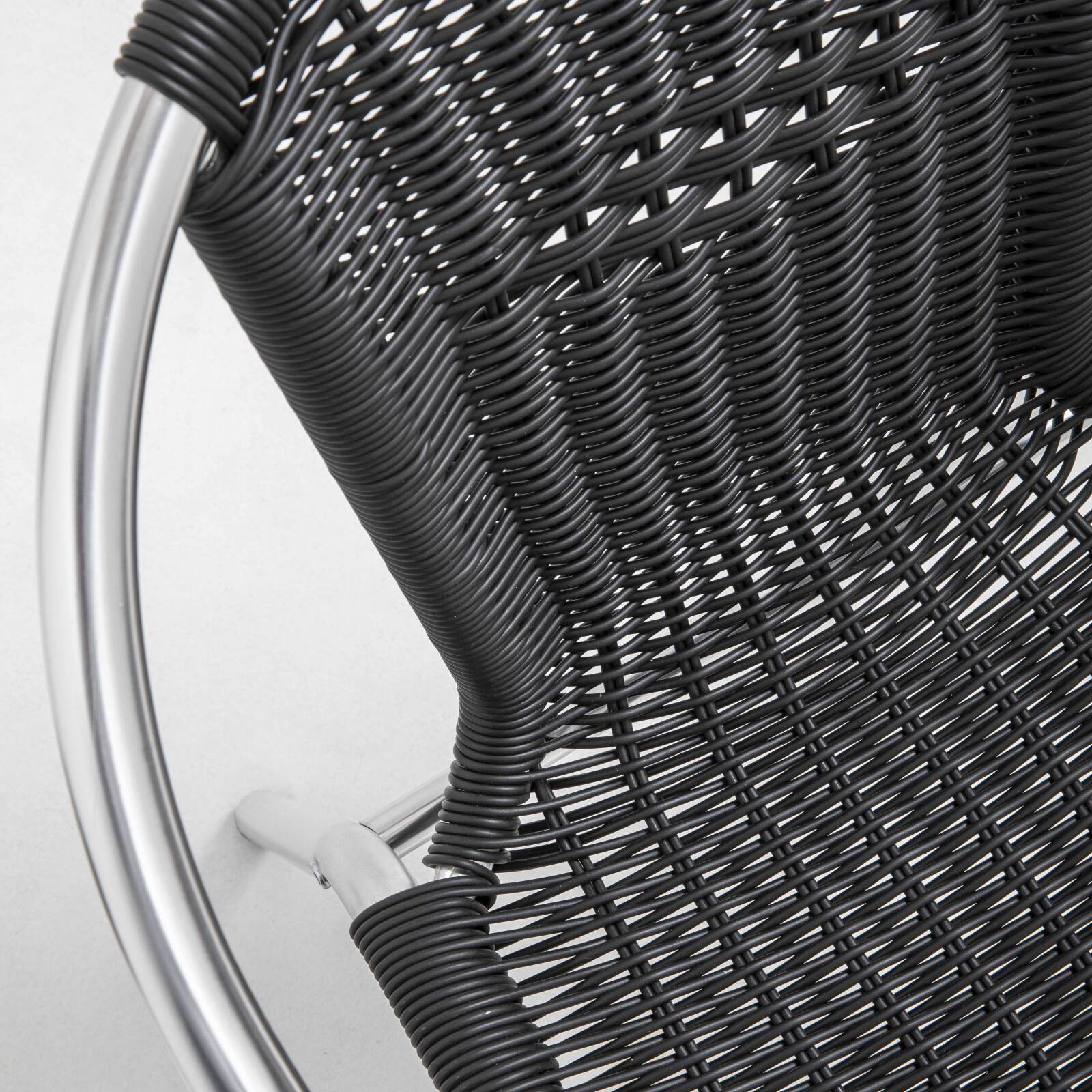 Runder Garten-Tisch mit einem Durchmesser von 70 cm aus Aluminium und 2 Stühlen mit Armlehnen 