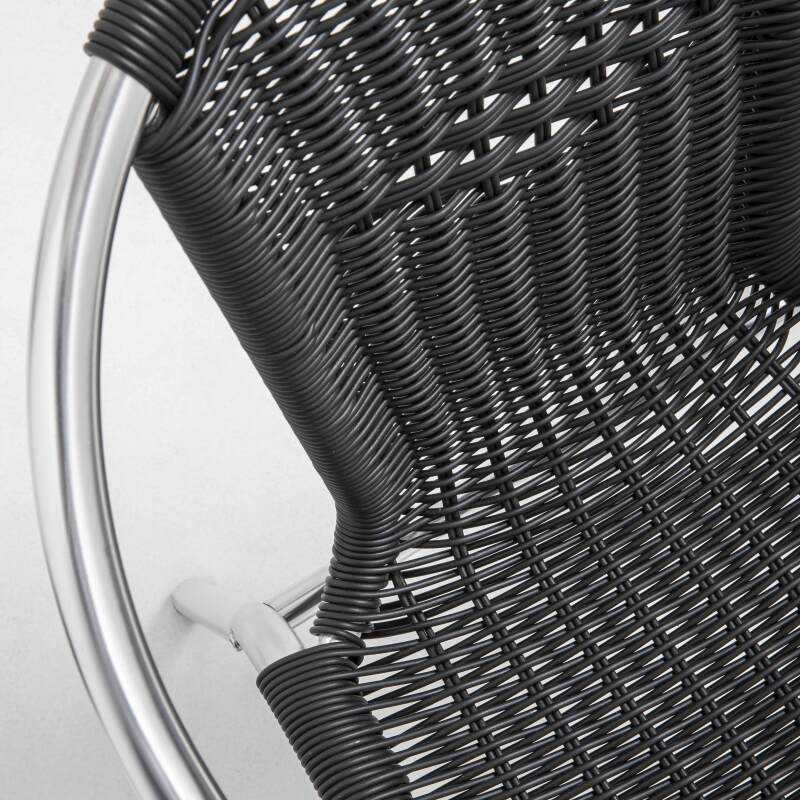 Runder Garten-Tisch mit einem Durchmesser von 70 cm aus Aluminium und 2 Stühlen mit Armlehnen 