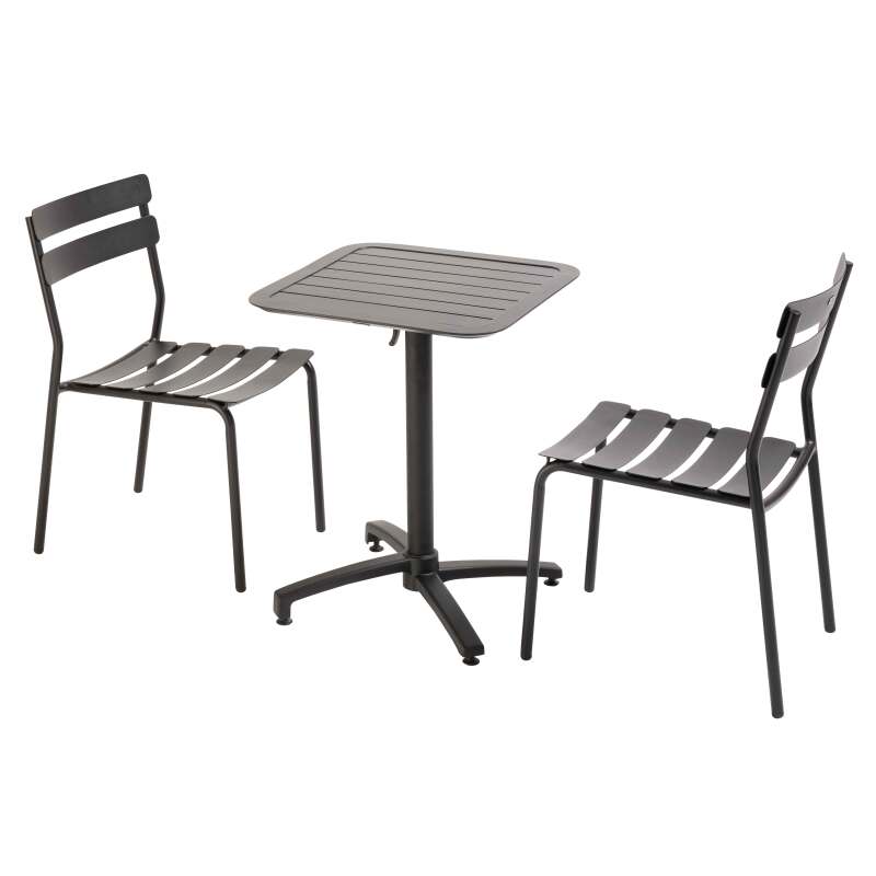 60x60 cm großer Aluminium-Liegetisch und 2 Stühle