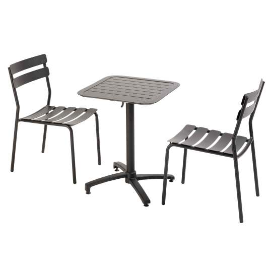 60x60 cm großer Aluminium-Liegetisch und 2 Stühle
