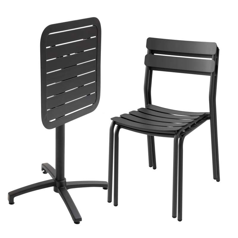 60x60 cm großer Aluminium-Liegetisch und 2 Stühle