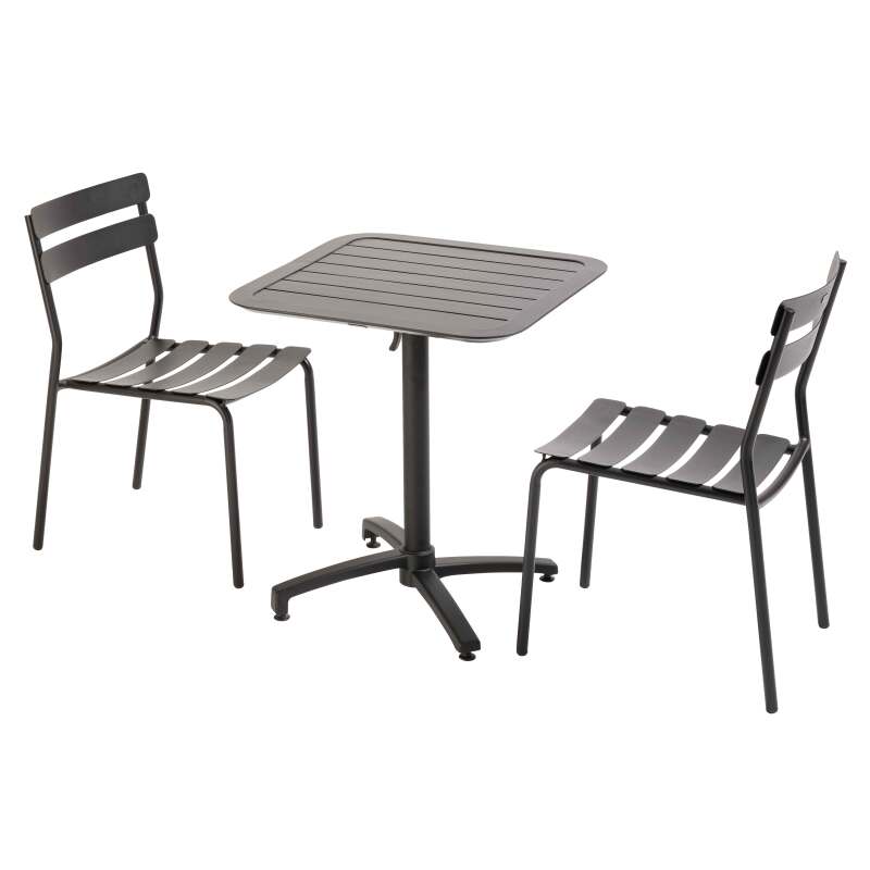 70 x 70 cm großer Terrassen-Liegetisch und 2 Aluminiumstühle