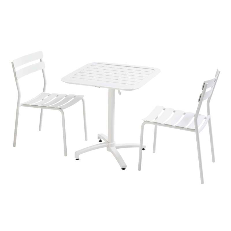 70 x 70 cm großer Terrassen-Liegetisch und 2 Aluminiumstühle