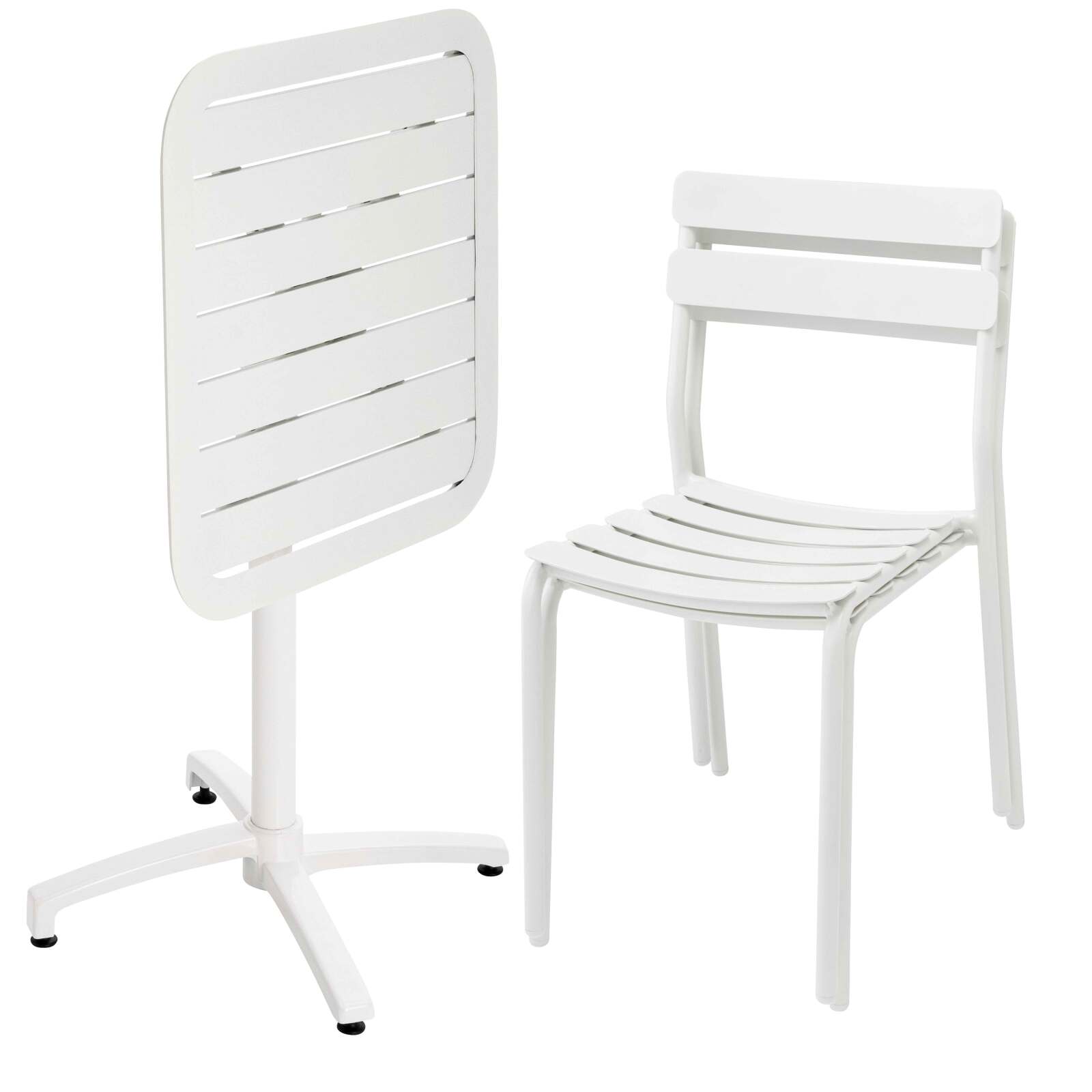 70 x 70 cm großer Terrassen-Liegetisch und 2 Aluminiumstühle