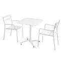 70 x 70 cm großer, verstellbarer Aluminium-Terrassentisch und 2 Stühle mit Armlehnen