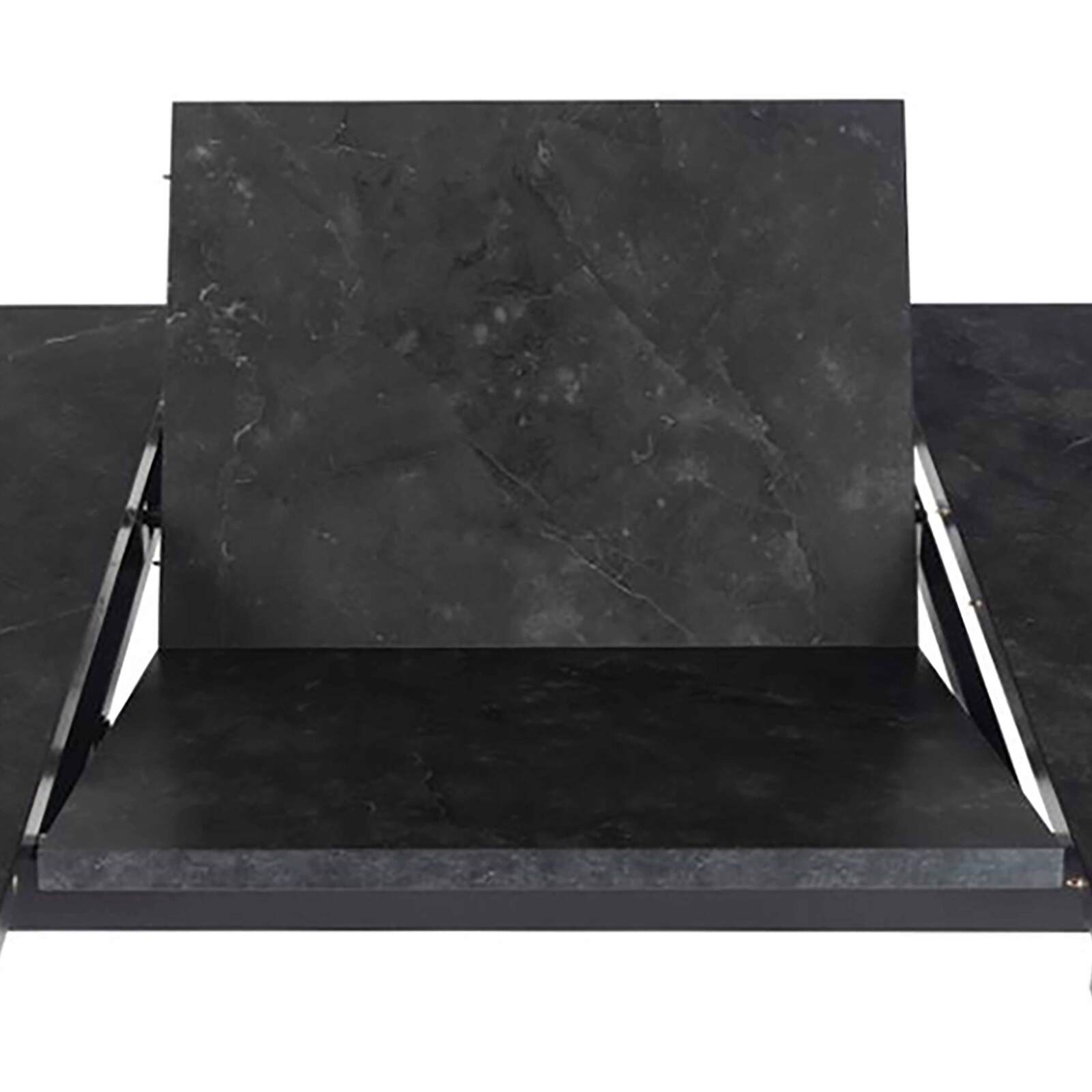 Ausziehbarer Esstisch aus Stahl und schwarzem MDF mit Marmoreffekt – 6 bis 8 Personen