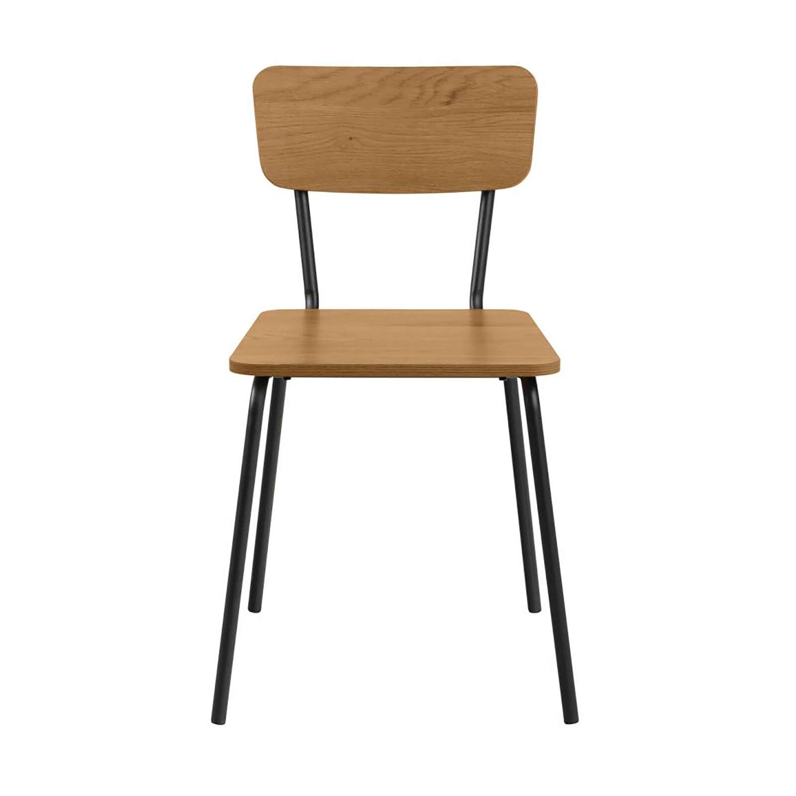 Set mit 4 Stühlen aus Stahl und MDF in FSC®-Eichenoptik