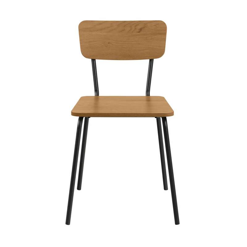 Set mit 4 Stühlen aus Stahl und MDF in FSC®-Eichenoptik