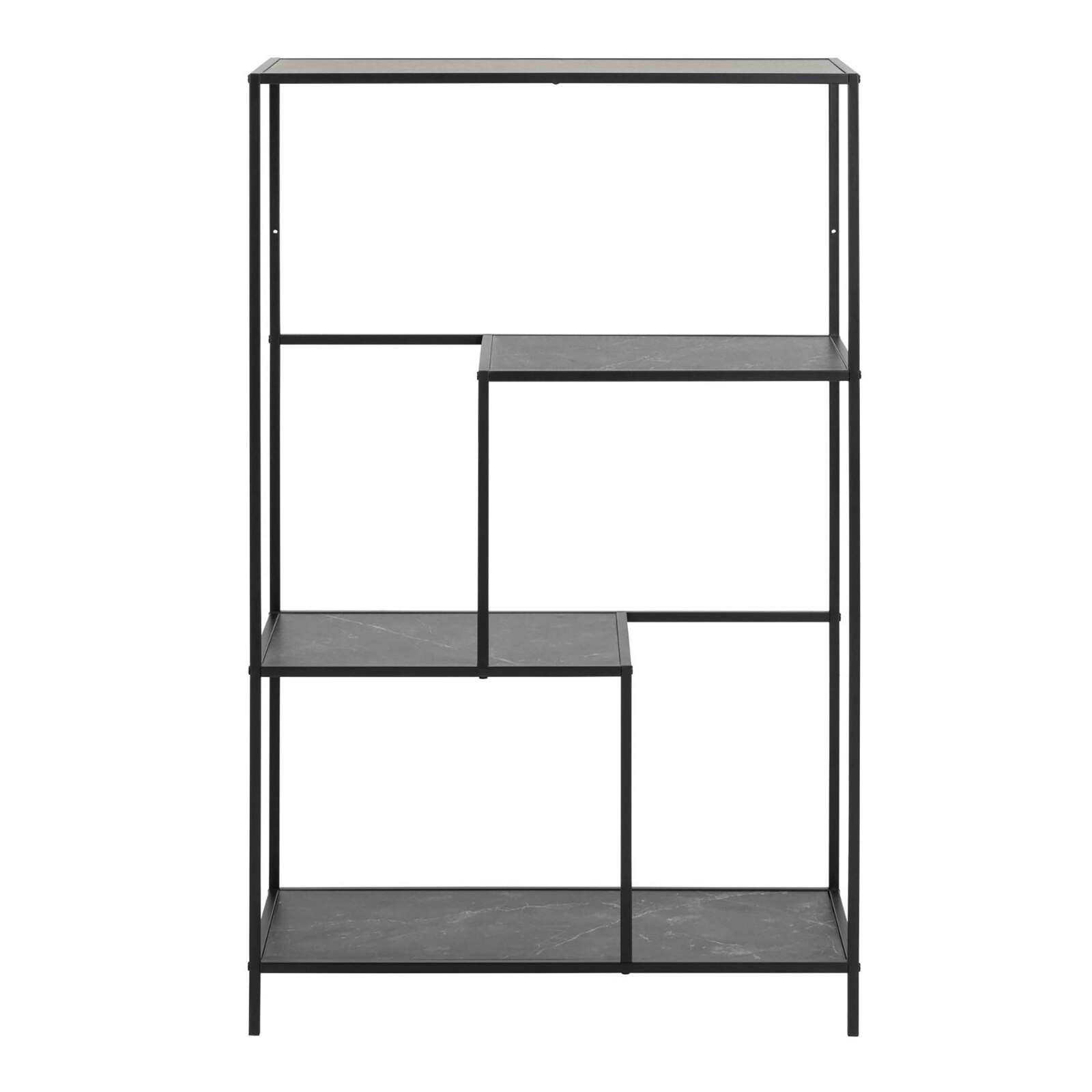 Hohes Regal aus MDF mit Stahl- und Marmoreffekt, 114 x 72 cm