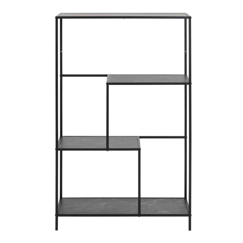 Hohes Regal aus MDF mit Stahl- und Marmoreffekt, 114 x 72 cm