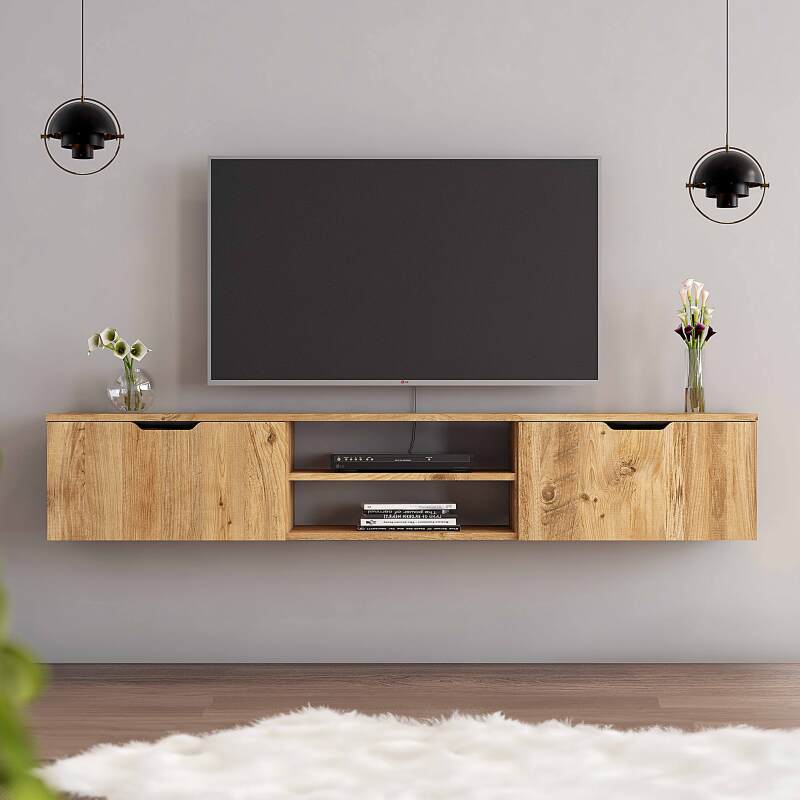 Hängendes TV-Möbel aus Melamin in Holzoptik