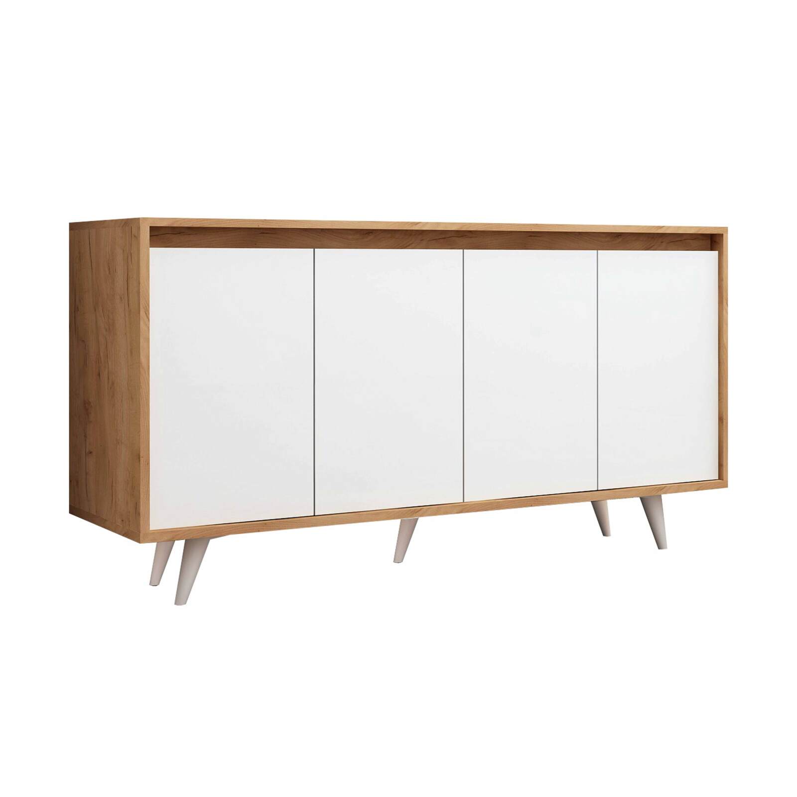 4-türiges Büfett aus weißem Melamin