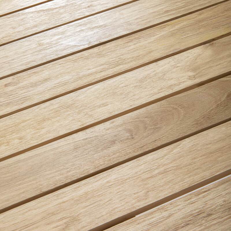 Quadratischer Gartentisch aus Aluminium und Holz (70 x 70 x 70 cm)