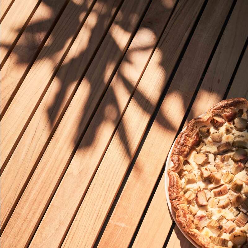 Gartentisch (200 x 100 x 75 cm) aus Aluminium und Teakholz