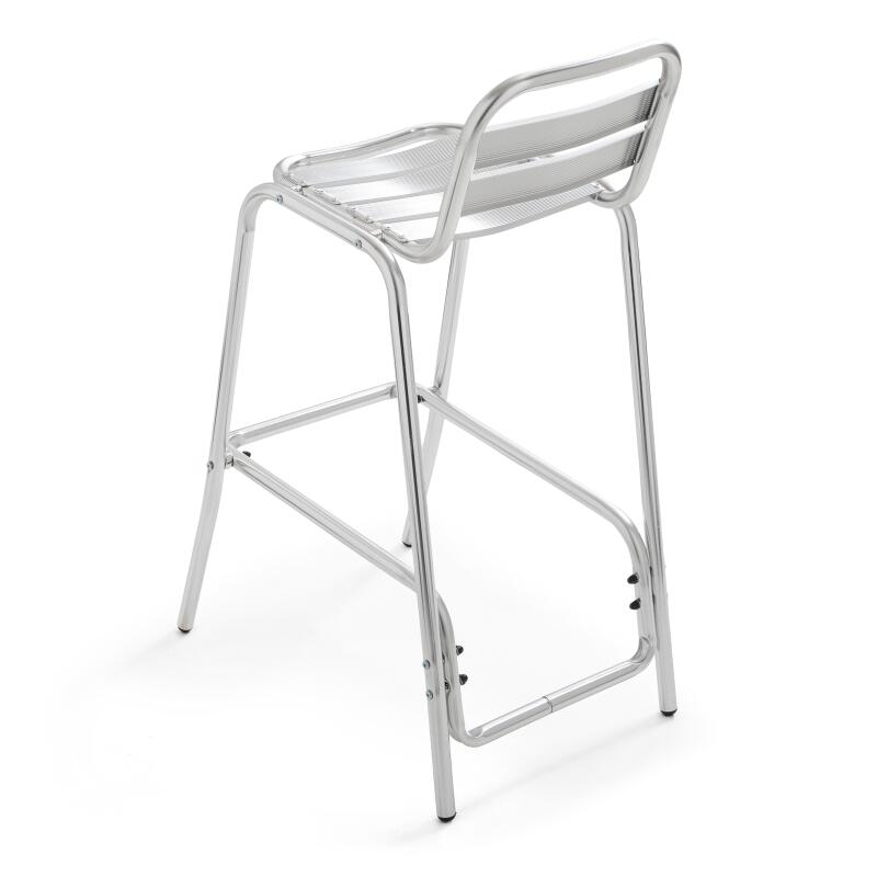 Runder hoher Bar-Tisch Ø60 cm aus Aluminium + 4 hohe Stühle
