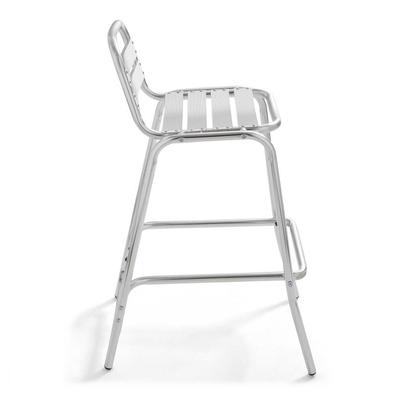 Runder hoher Bar-Tisch Ø60 cm aus Aluminium + 4 hohe Stühle